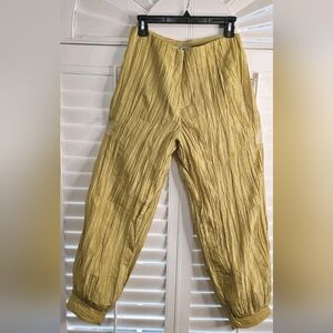 RUNWAY Crinkle Satin Gold Balloon Leg Pants Size S